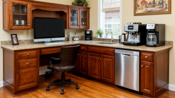 Компьютерный стол Коллаборационист с встроенным кухонным гарнитуром 