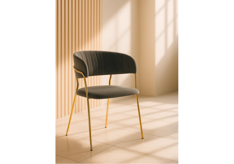 Стул на металлокаркасе Kamelia темно-серый / золотой (57x54x83)