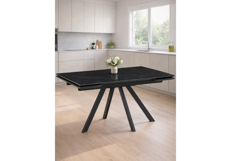 Керамический стол Вилли 140(200)х80х75 черный мрамор shakespeare black / черный (80x75)