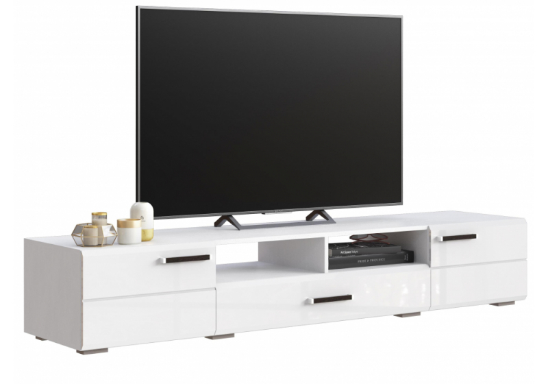 ТВ-тумба Иоги 2.0 белый / белый глянец (200x46x35). 